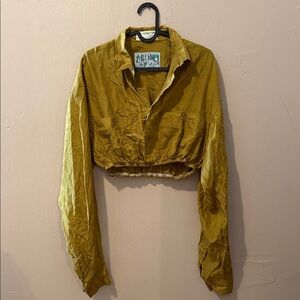 A. Byer Mustard Button Down Cropped Shirt